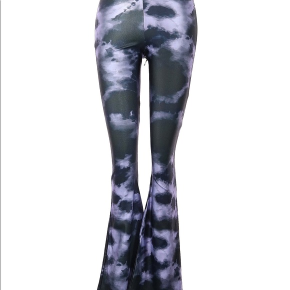 NWT Topshop Lightning Tie Dye Flared Leggings - Size 2 Petite - Picture 3 of 7